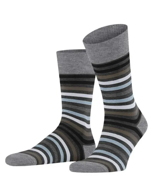 Men Tinted Stripe Men Socks Asphalt Mel FALKE Socks