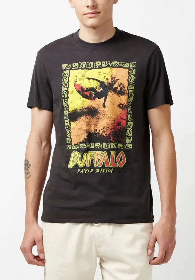 Men Tusurf Vintage Wash TShirt Charcoal Buffalo David Bitton Tops and Tees