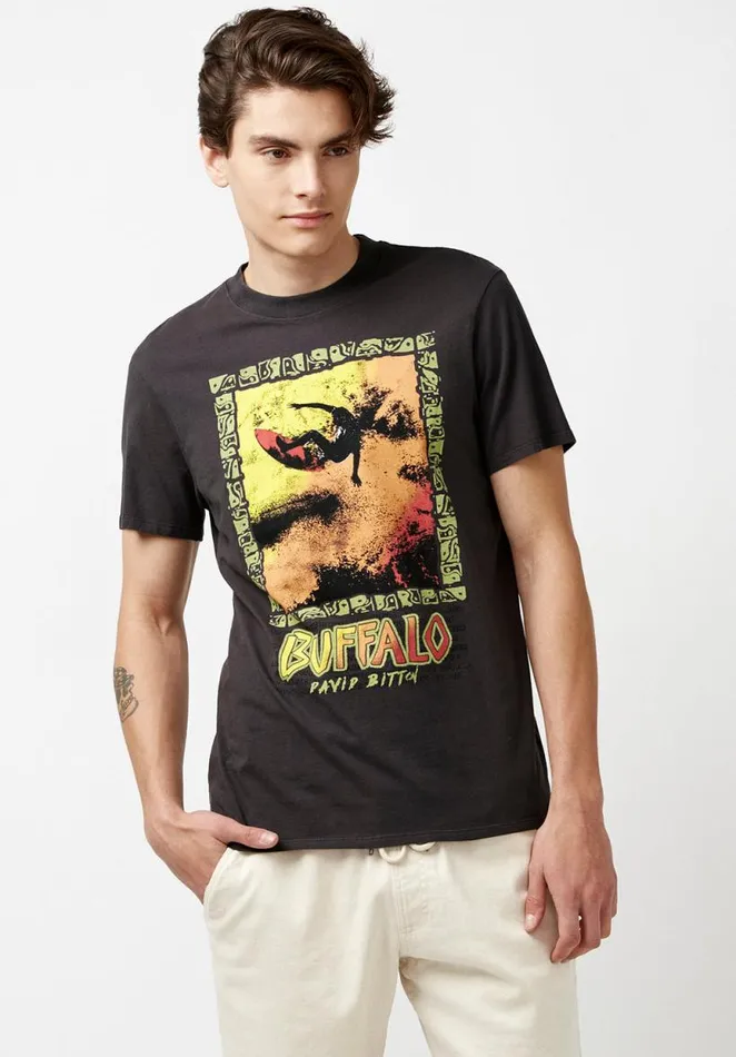Men Tusurf Vintage Wash TShirt Charcoal Buffalo David Bitton Tops and Tees
