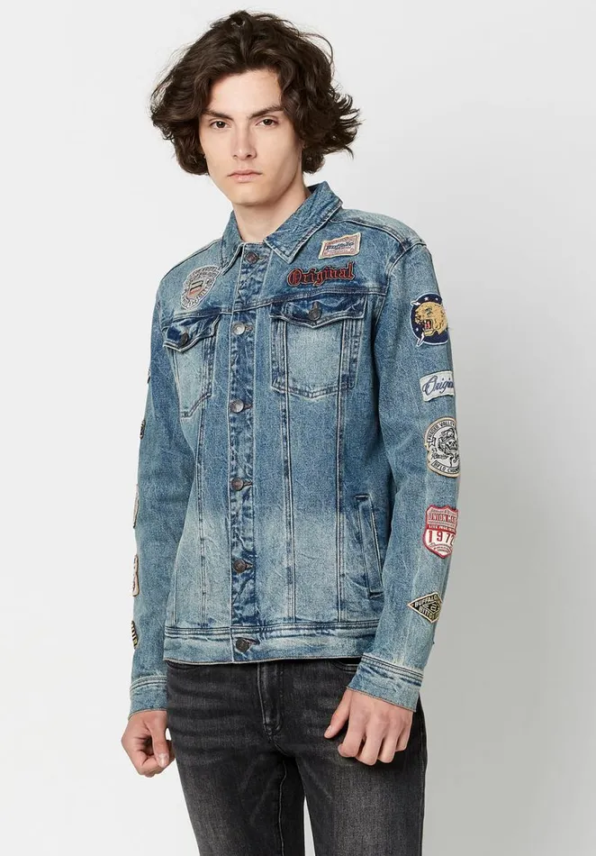 Men Vintage Patched Joe Jacket Indigo Buffalo David Bitton Jackets
