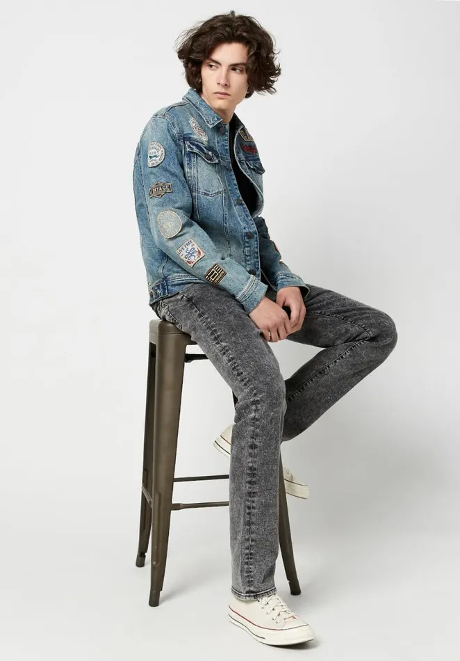 Men Vintage Patched Joe Jacket Indigo Buffalo David Bitton Jackets