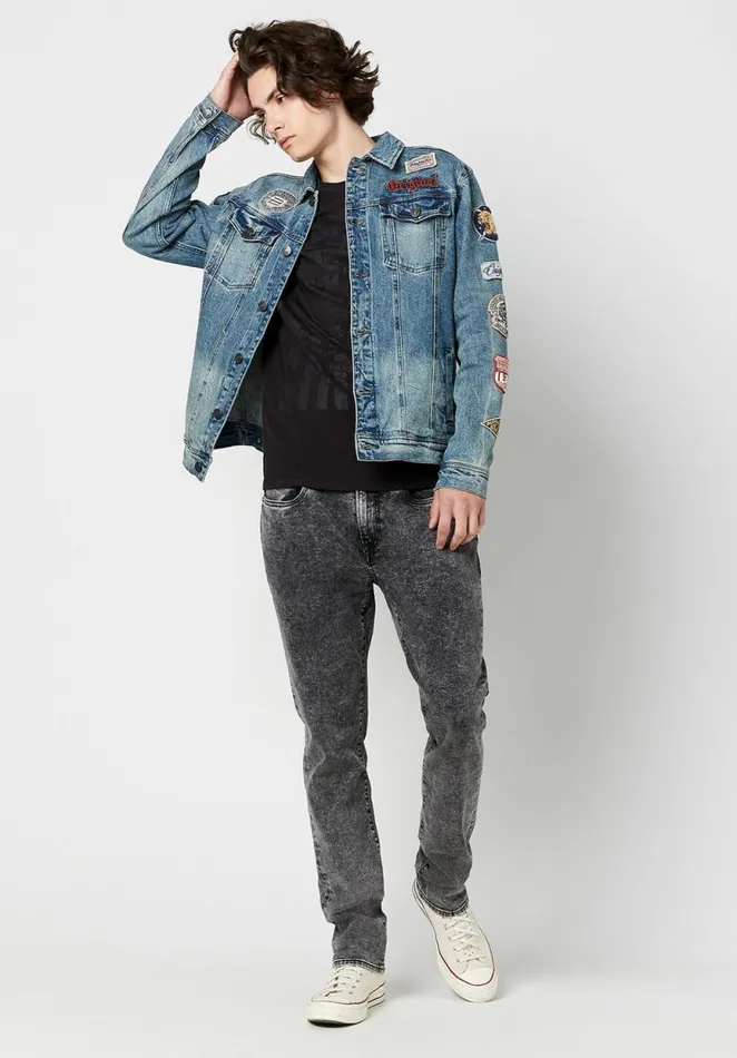 Men Vintage Patched Joe Jacket Indigo Buffalo David Bitton Jackets