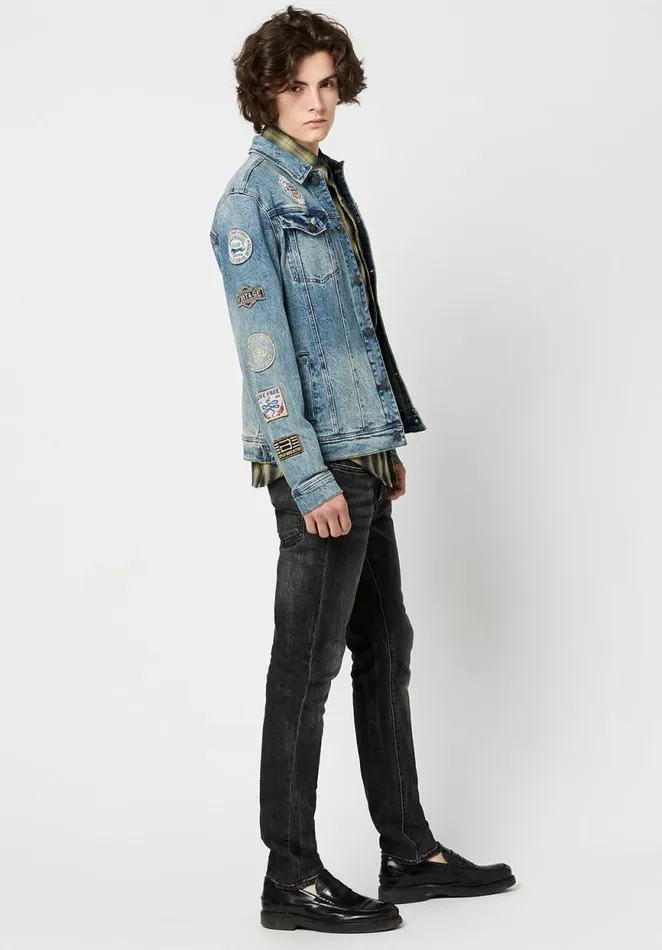 Men Vintage Patched Joe Jacket Indigo Buffalo David Bitton Jackets