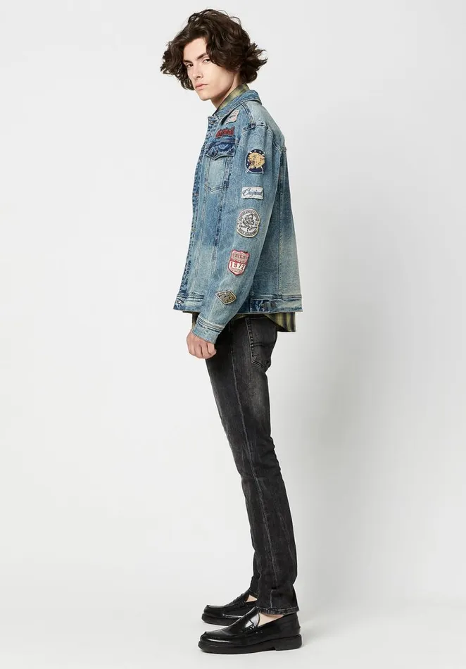 Men Vintage Patched Joe Jacket Indigo Buffalo David Bitton Jackets