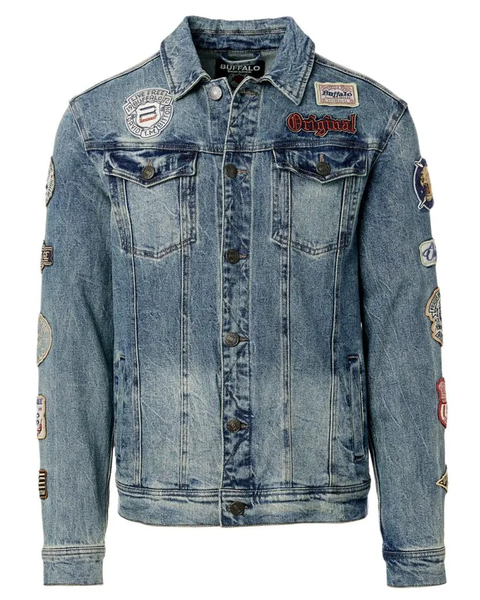 Men Vintage Patched Joe Jacket Indigo Buffalo David Bitton Jackets