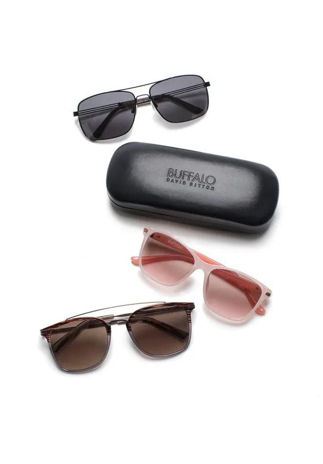 Men Wayfarer Sunglasses In Matte Black Black Buffalo David Bitton Sunglasses