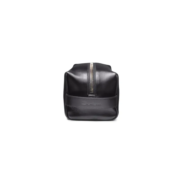 MenWomen Black Leather Pouch Santoni Small Leather Goods