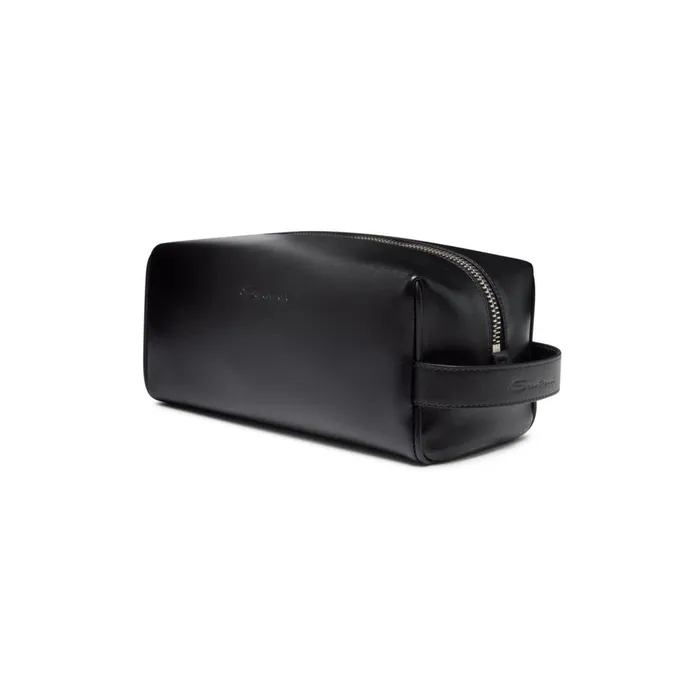 MenWomen Black Leather Pouch Santoni Small Leather Goods