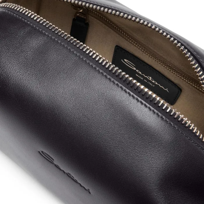 MenWomen Black Leather Pouch Santoni Small Leather Goods