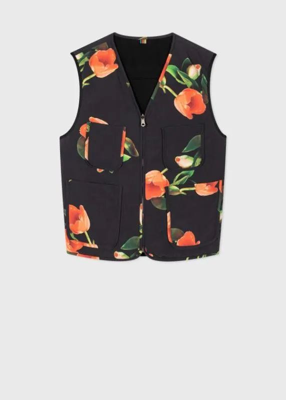Mens 039Tulip039 Print Reversible Gilet Paul Smith Coats and Jackets