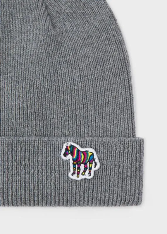 Mens 039Zebra039 Logo Ribbed Lambswool Beanie Hat Paul Smith Hats and Gloves Mens 039Zebra039 Logo Ribbed Lambswool Beanie Hat Paul Smith Hats and Gloves