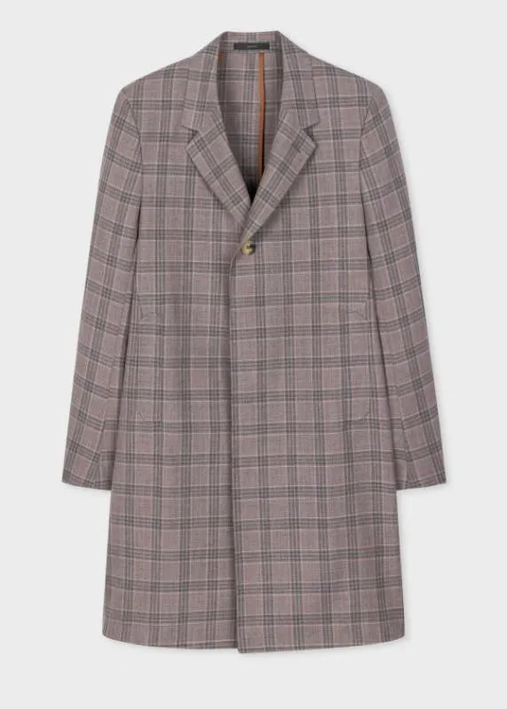 Mens Check Wool Unlined Mac Paul Smith Coats and Jackets