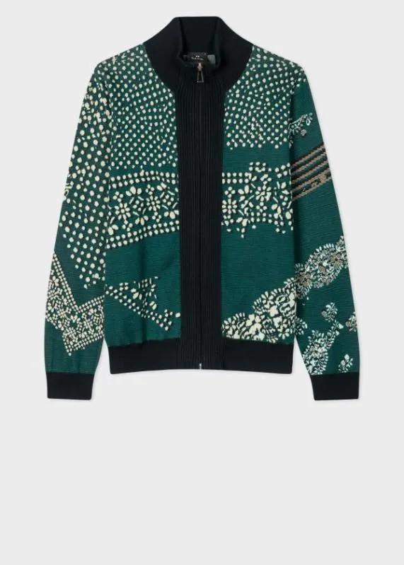 Mens Cotton 039Bandana039 Zip Cardigan Paul Smith Sweaters