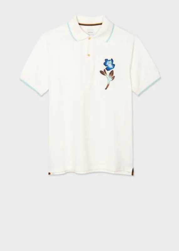 Mens Embroidered Flower Polo Shirt Paul Smith Polo Shirts