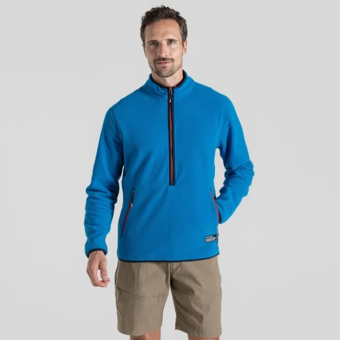 Mens Half Zip Fleece Craghoppers CO2 Renu Half Zip Fleece Howlite Blue