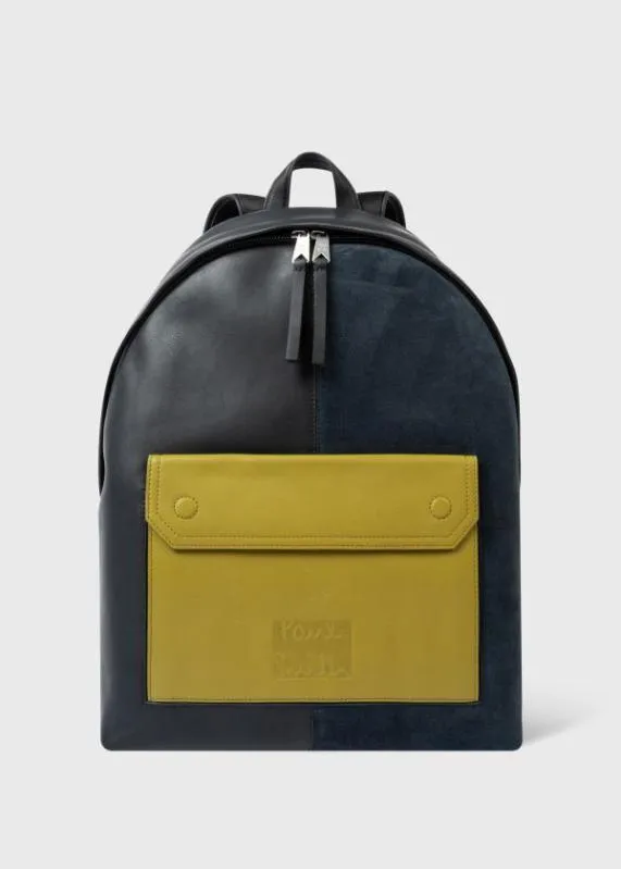 Mens Leather Contrast Pocket Backpack Paul Smith Bags