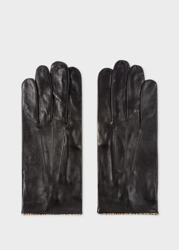 Mens Leather Gloves With 039Signature Stripe039 Piping Paul Smith Travel and Luggage