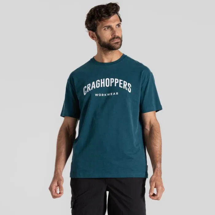 Mens Short Sleeve Craghoppers Batley Workwear TShirt Dark Aegean Blue