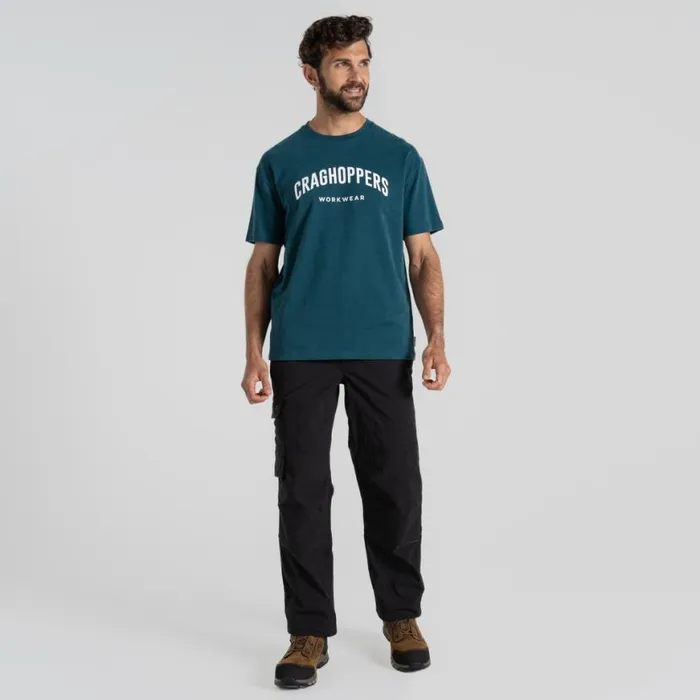 Mens Short Sleeve Craghoppers Batley Workwear TShirt Dark Aegean Blue Mens Short Sleeve Craghoppers Batley Workwear TShirt Dark Aegean Blue