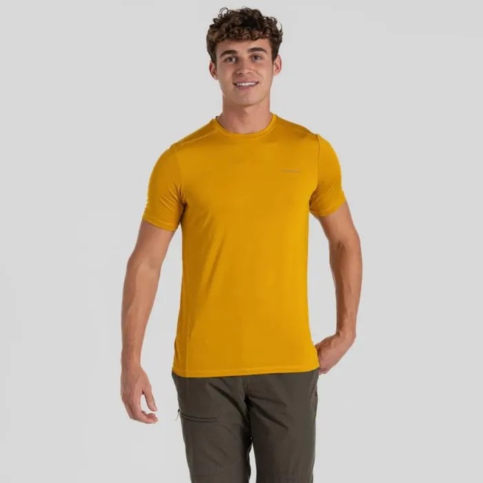 Mens Short Sleeve Craghoppers Charon Short Sleeved TShirt Warbler Yellow