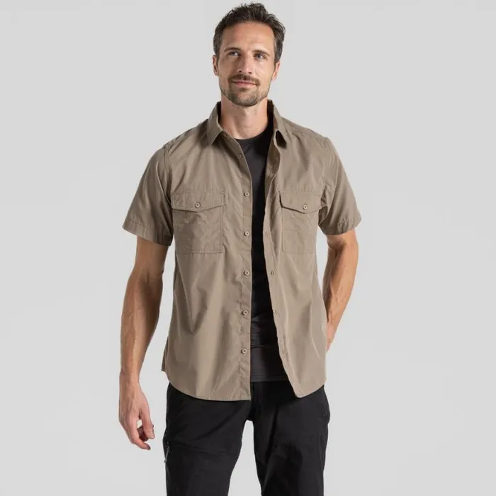 Mens Short Sleeve Craghoppers Kiwi Short Sleeved Shirt Pebble