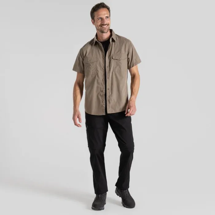 Mens Short Sleeve Craghoppers Kiwi Short Sleeved Shirt Pebble Mens Short Sleeve Craghoppers Kiwi Short Sleeved Shirt Pebble