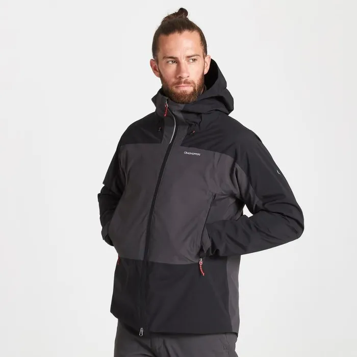Mens Waterproof Jackets Craghoppers Gryffin Stretch Waterproof Jacket Black Black Pepper
