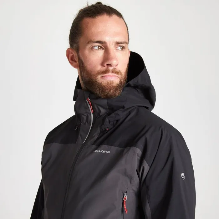 Mens Waterproof Jackets Craghoppers Gryffin Stretch Waterproof Jacket Black Black Pepper