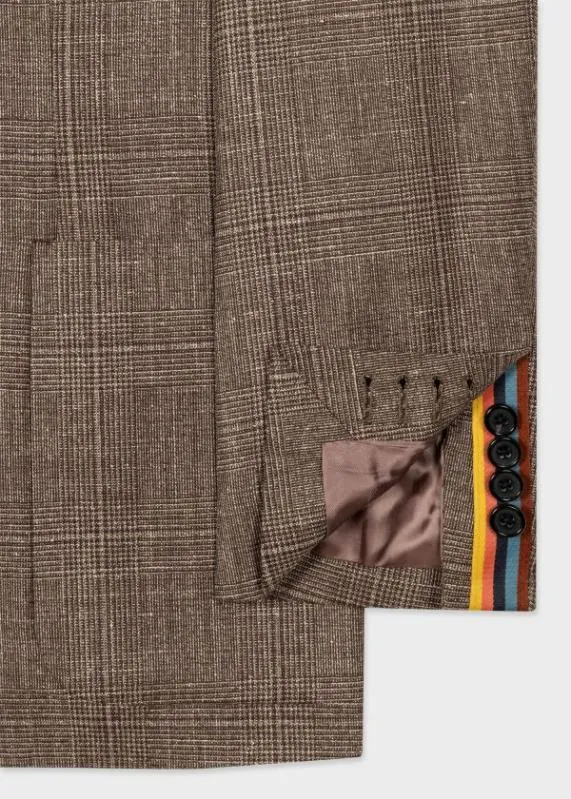 Mens WoolSilkLinen Brown Check Blazer Paul Smith Blazers