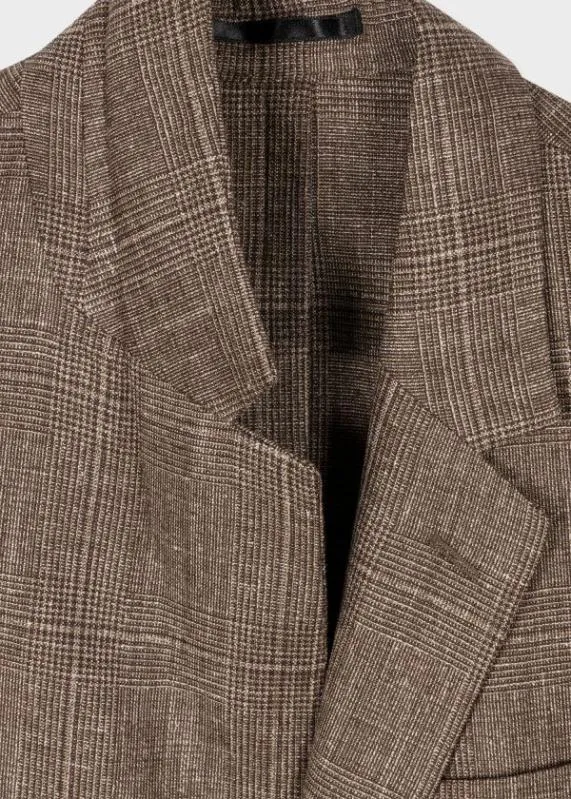 Mens WoolSilkLinen Brown Check Blazer Paul Smith Blazers