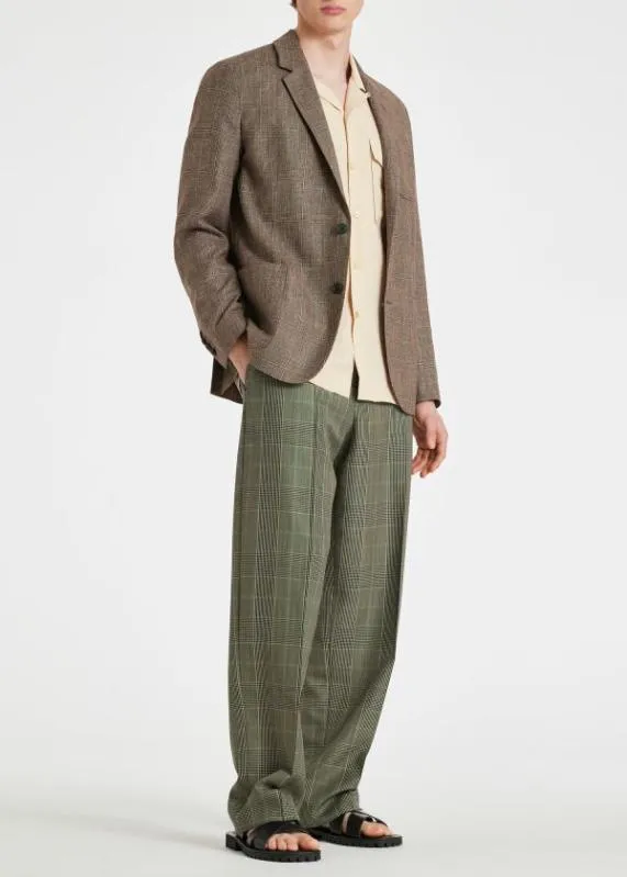 Mens WoolSilkLinen Brown Check Blazer Paul Smith Blazers