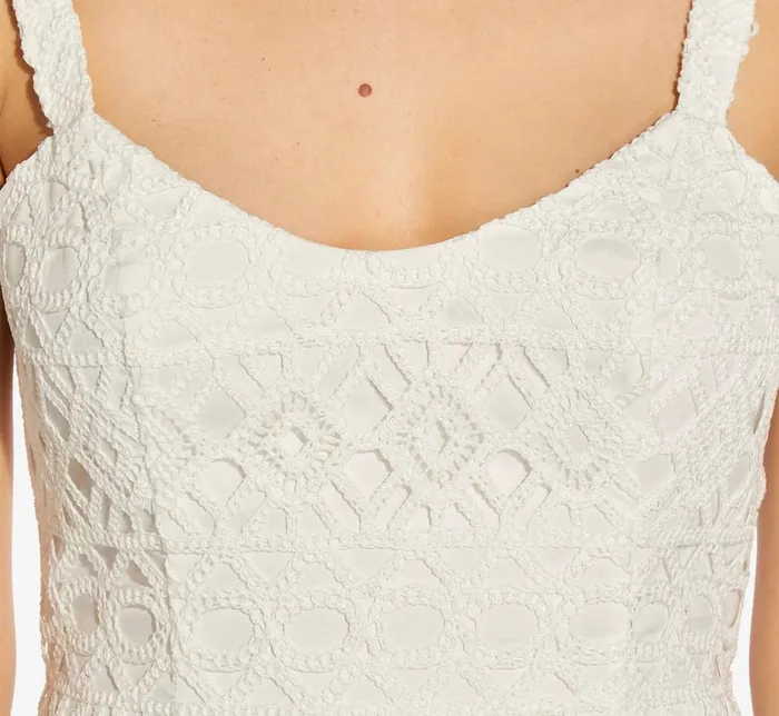 Midi Dresses Womens Adrianna Papell CrochetEmbroidered MidiLength Sheath Cocktail Dress In Ivory