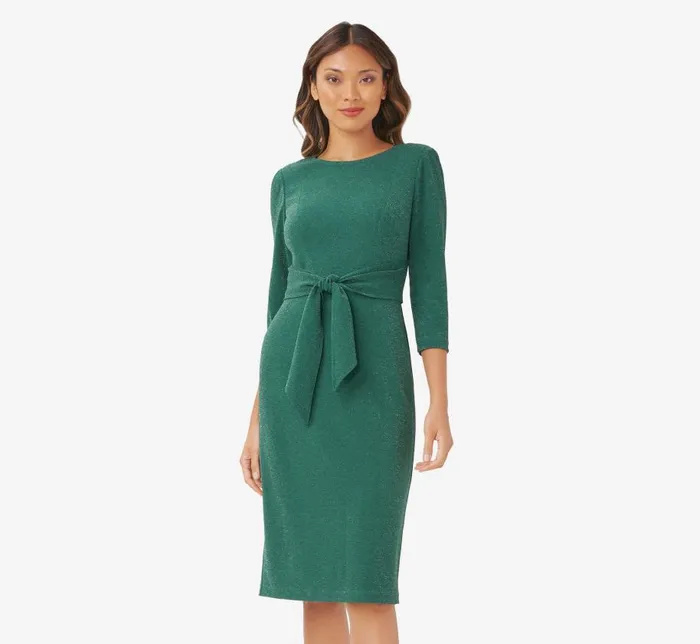 Midi Dresses Womens Adrianna Papell Metallic Knit Dress In Hunter