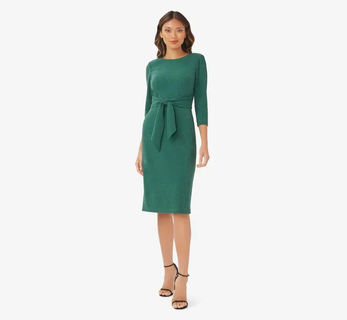 Midi Dresses Womens Adrianna Papell Metallic Knit Dress In Hunter