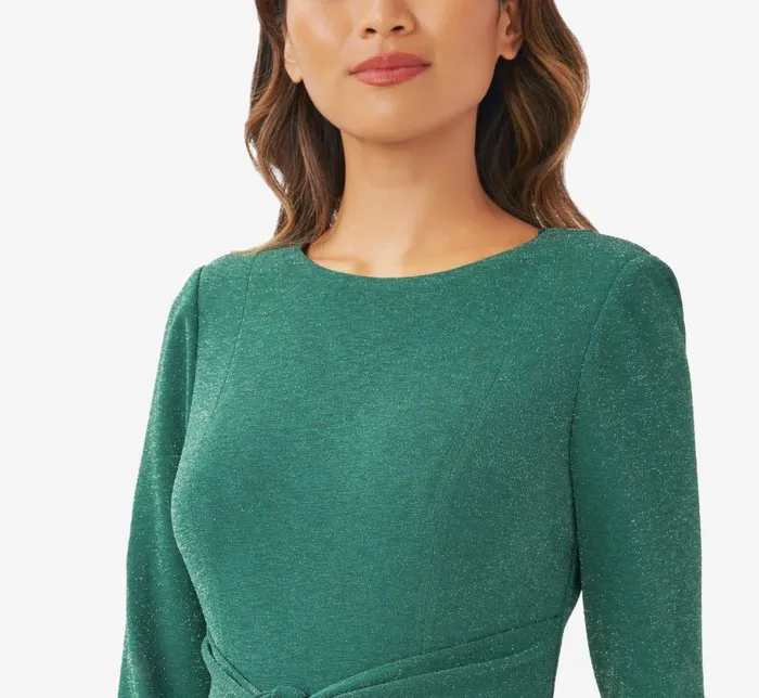 Midi Dresses Womens Adrianna Papell Metallic Knit Dress In Hunter