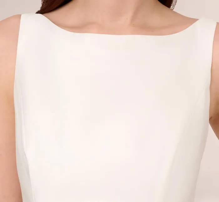 Midi Dresses Womens Adrianna Papell Sleeveless Mikado Fit And Flare Midi Dress With VBack In Ivory