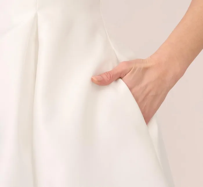 Midi Dresses Womens Adrianna Papell Sleeveless Mikado Fit And Flare Midi Dress With VBack In Ivory