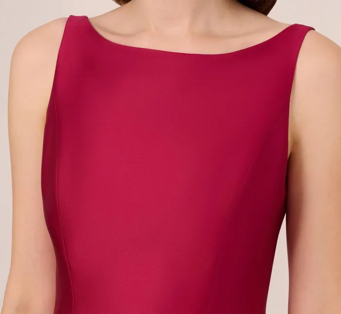Midi Dresses Womens Adrianna Papell Sleeveless Mikado Fit And Flare Midi Dress With VBack In Red Plum