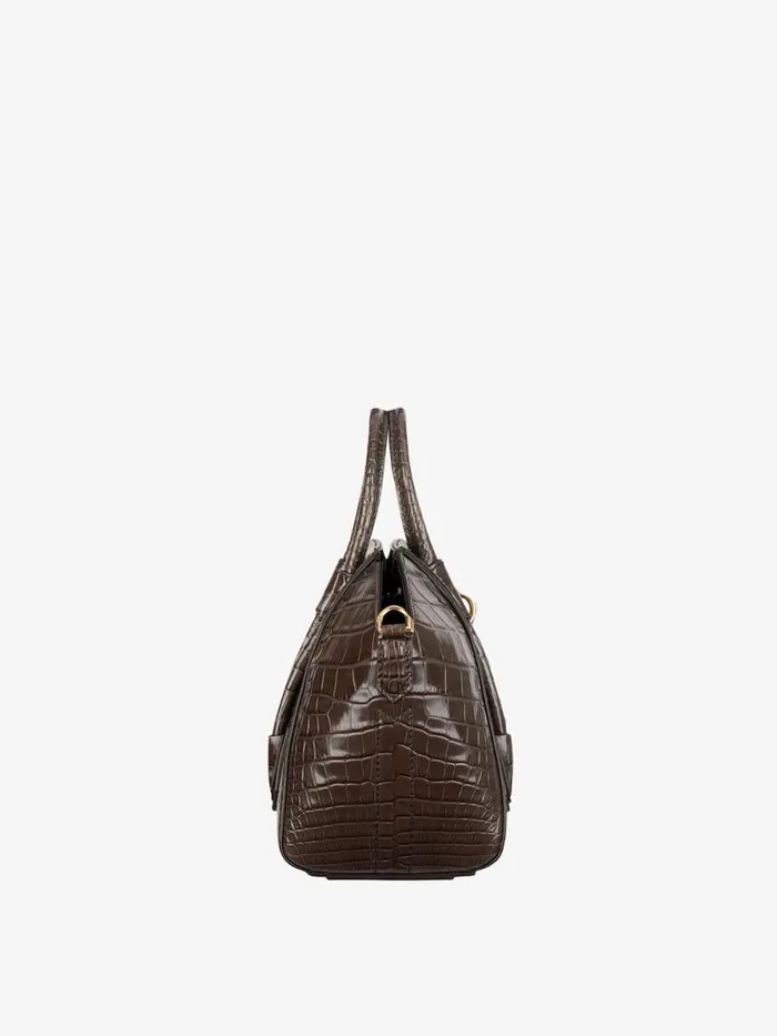 Mini Antigona Lock Bag In Crocodile Dark Brown Women Givenchy Crossbody Bags