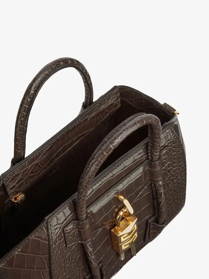 Mini Antigona Lock Bag In Crocodile Dark Brown Women Givenchy Crossbody Bags