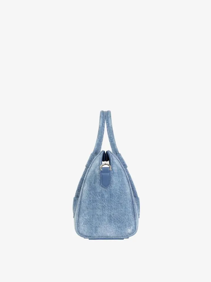 Mini Antigona Lock Bag In Washed Denim Medium Blue Women Givenchy Crossbody Bags