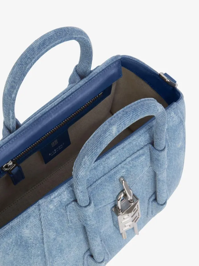 Mini Antigona Lock Bag In Washed Denim Medium Blue Women Givenchy Crossbody Bags