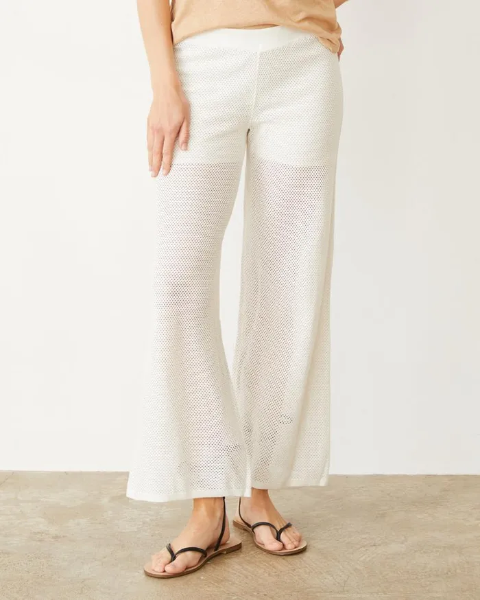 MONROW Pants Cotton Mesh Wide Leg Pant 8211 Women MONROW Pants Cotton Mesh Wide Leg Pant 8211 Women