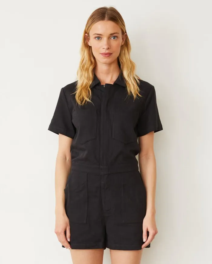 MONROW Rompers Faded Black Soft Twill Romper 8211 Women