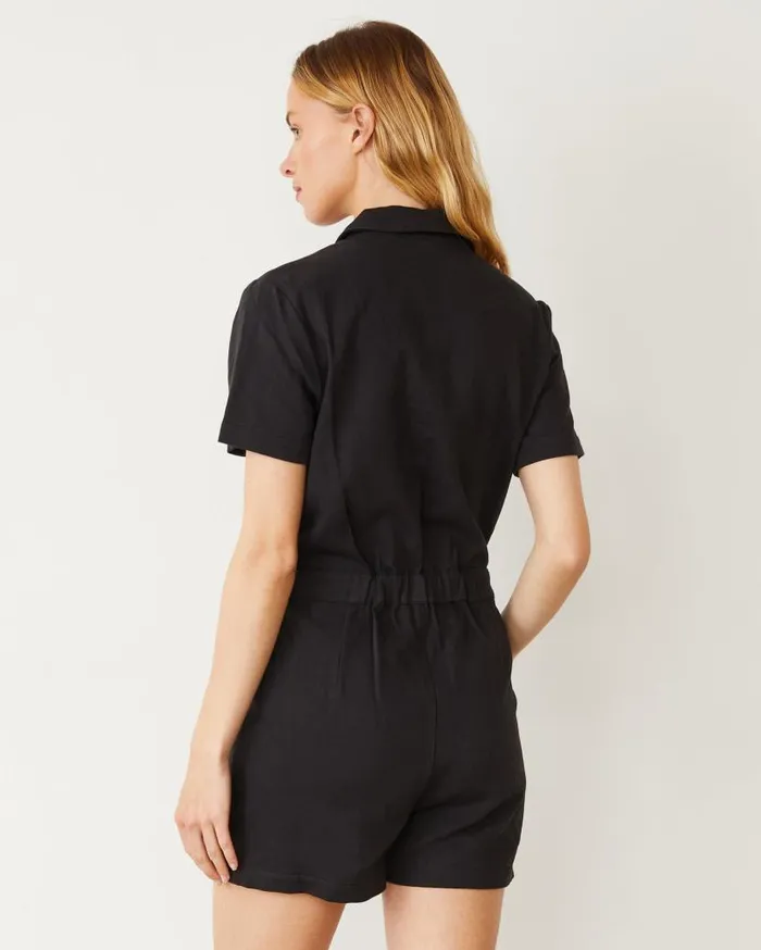 MONROW Rompers Faded Black Soft Twill Romper 8211 Women MONROW Rompers Faded Black Soft Twill Romper 8211 Women