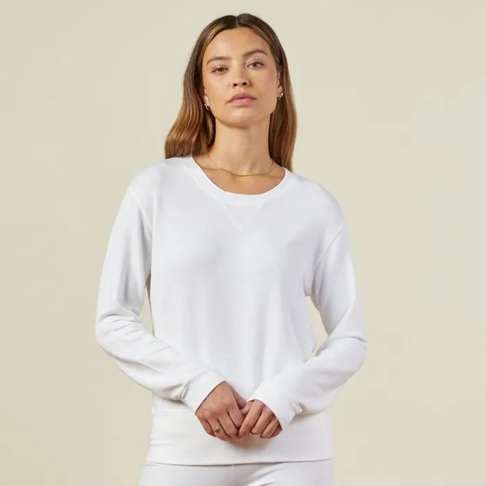 MONROW Sweatshirts Supersoft Crew Neck Sweatshirt 8211 White Color 8211 Women
