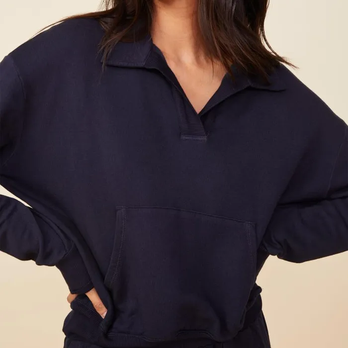 MONROW Sweatshirts Supersoft Fleece Polo Sweatshirt 8211 Women