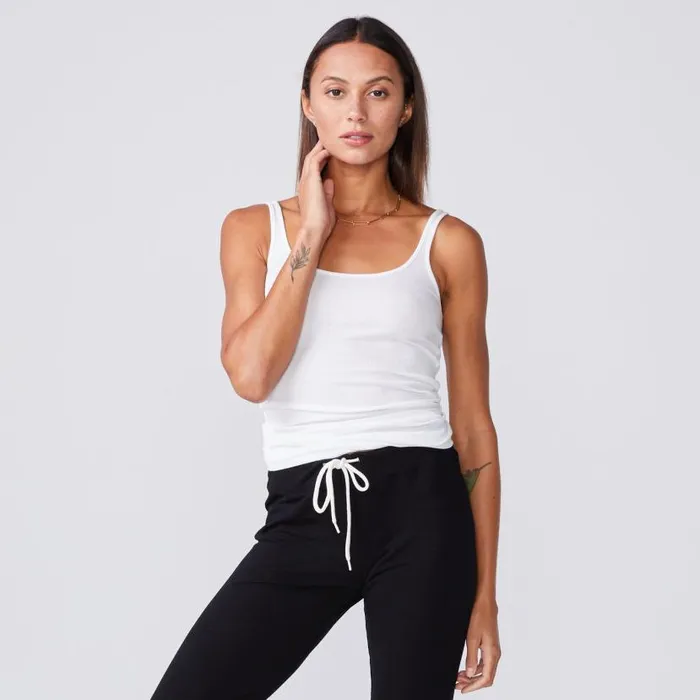 MONROW Tanks Narrow Rib Tank 8211 White Color 8211 Women