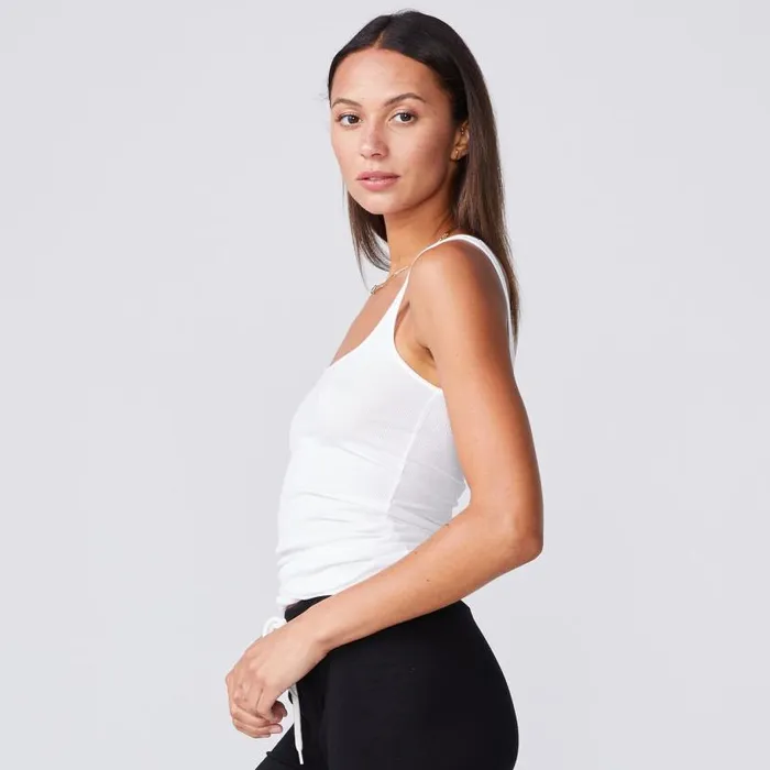 MONROW Tanks Narrow Rib Tank 8211 White Color 8211 Women MONROW Tanks Narrow Rib Tank 8211 White Color 8211 Women