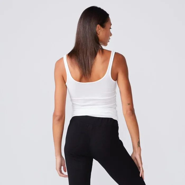 MONROW Tanks Narrow Rib Tank 8211 White Color 8211 Women MONROW Tanks Narrow Rib Tank 8211 White Color 8211 Women